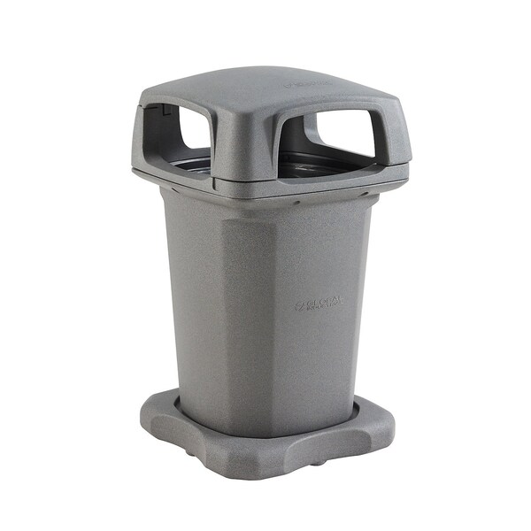 Global Industrial Plastic Outdoor Trash Can, Hinged Lid, 60 Gallon, Gray 732315 - main